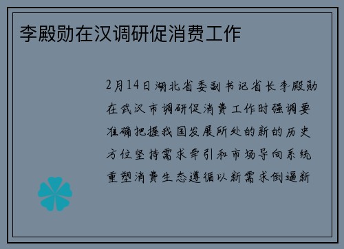 李殿勋在汉调研促消费工作